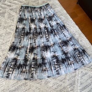 Banana Republic Blue and Black A-Line Pleated Skirt
